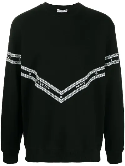 Givenchy Chevron Stripe Sweatshirt In Black