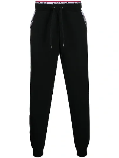 Moschino Logo Waistband Track Pants In Black