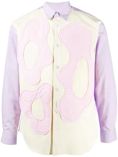 Comme Des Garçons Shirt Panelled Appliqué Long-sleeved Shirt In Purple