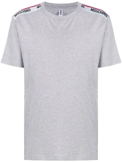 Moschino Logo-tape Cotton T-shirt In Grey