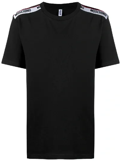 Moschino Logo-tape Cotton T-shirt In Black