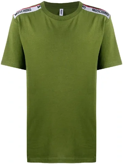 Moschino Logo-tape Cotton T-shirt In Green