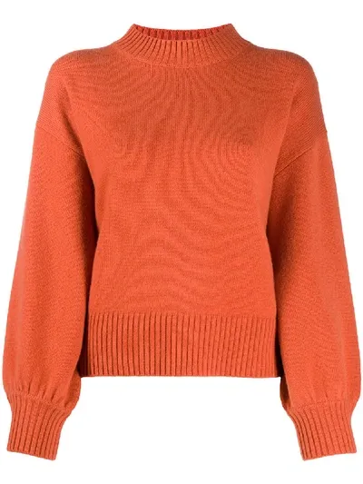 Allude Bishop Sleeve Knit Jumper In Orange