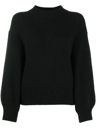 Allude Bishop Sleeve Knit Jumper In Black