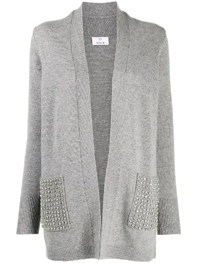 Allude Crystal Embellished Cardigan In Grey