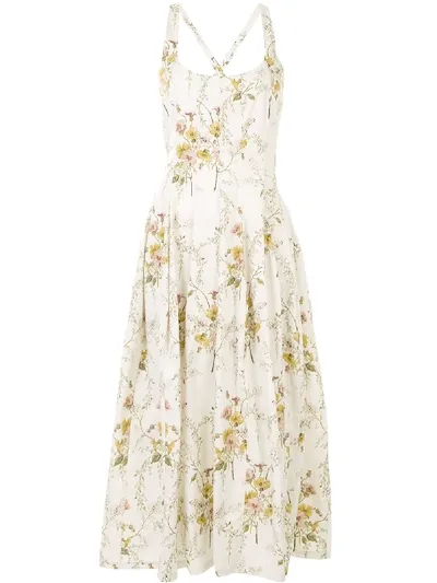 Brock Collection Kleid Mit Blumen-print In White