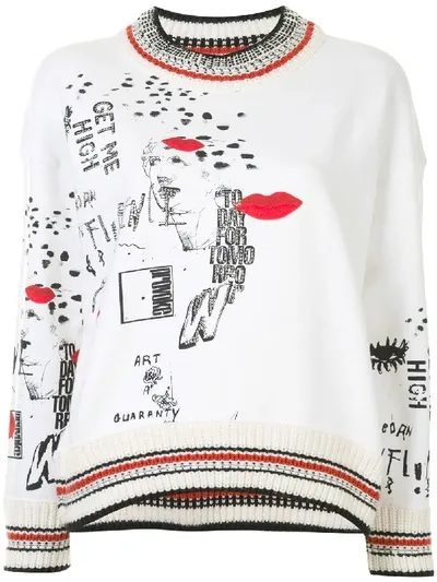 Ermanno Scervino Graffiti-print Cropped Sweatshirt In White