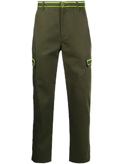 Valentino Contrasting-trim Cargo Trousers In Green