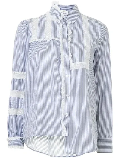 Kolor Stripe-print Asymmetric Blouse In Blue