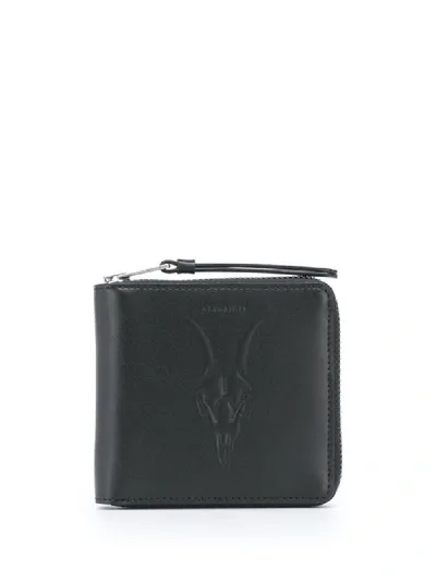 Allsaints Clapham Logo Zipped Wallet In Black