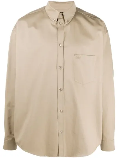 Balenciaga Oversized Long-sleeve Shirt In Neutrals