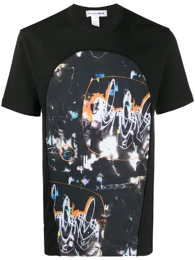 Comme Des Garçons Shirt Abstract Print Panelled T-shirt In Black