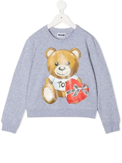 Moschino Kids' Teddy Bear Print Sweatshirt In Grey