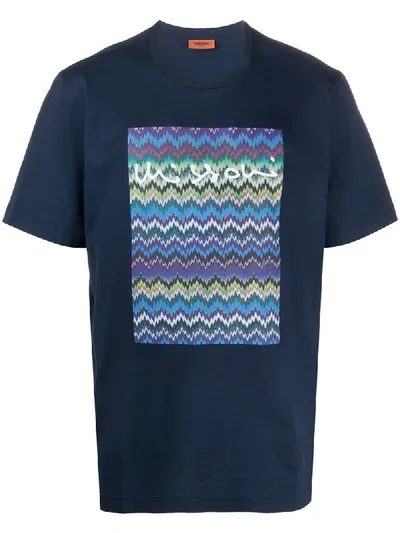 Missoni Zigzag-print Cotton T-shirt In Blue