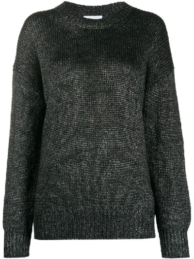 Dondup Oversized Crew Neck Jumper In Black