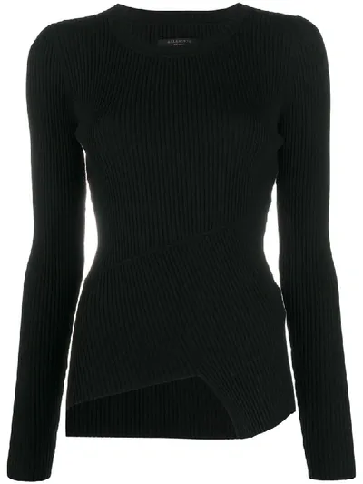 Allsaints Ribbed Long-sleeved Jumper In Black