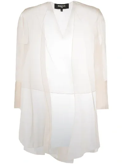 Paule Ka Asymmetric Sheer Blazer In Neutrals