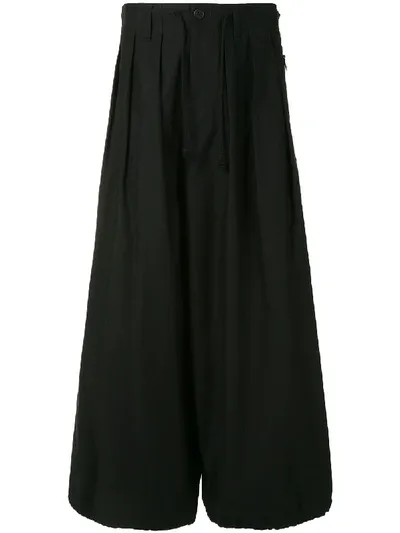 Yohji Yamamoto Wide-leg Flared Trousers In Black