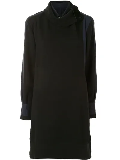 Yohji Yamamoto Mock Neck Shirt Dress In Blue