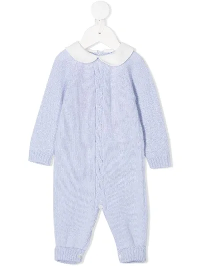 Siola Babies' Peter Pan Collar Knitted Romper In Blue