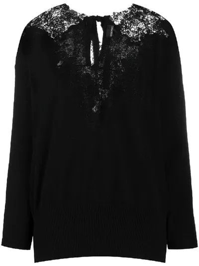 Ermanno Ermanno Mesh Embroidered Loose-fit Jumper In Black