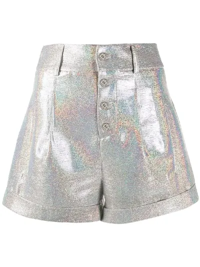 Philipp Plein Iridescent Tailored Shorts In Silver