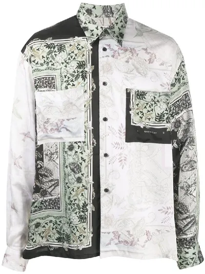 Givenchy Panelled-print Shirt In Green