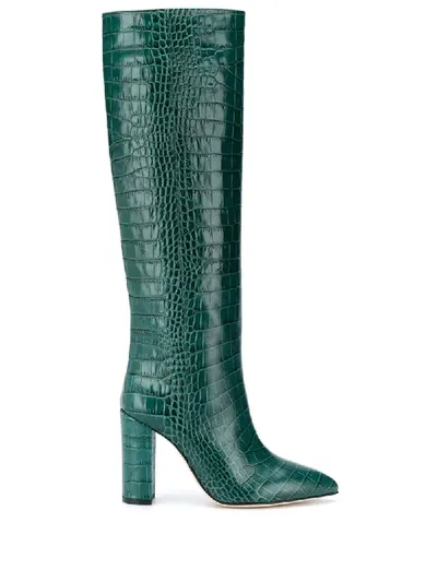 Paris Texas Crocodile-effect Knee-length Boots In Green