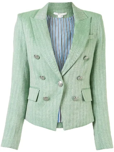 Veronica Beard Striped Single-breasted Blazer In Green