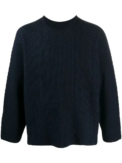 Issey Miyake Woven Jumper In Blue