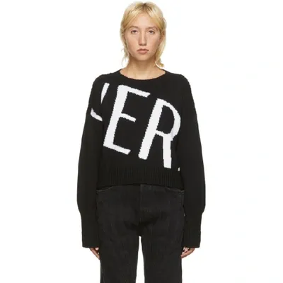 Versace Intarsia Wool Sweater In Black,white