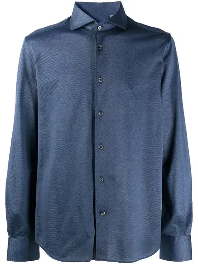 Corneliani Pointed Collar Cotton Shirt In Blue