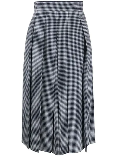 Fendi Pleated Gingham Skirt In Grey