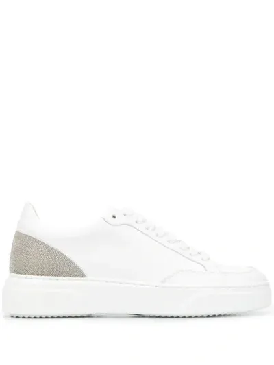 Fabiana Filippi Brass-bead Lace-up Sneakers In White