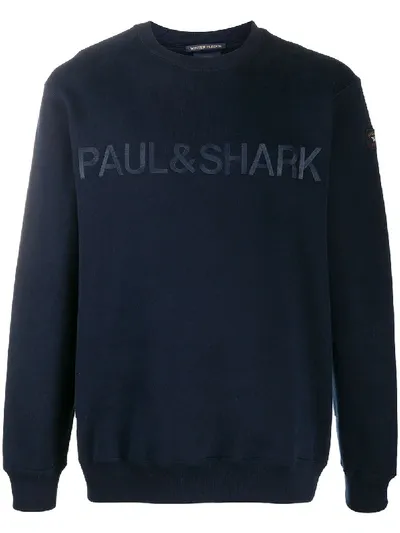 Paul & Shark Embroidered Logo Sweatshirt In Blue