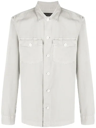 Allsaints Two-pocket Long-sleeved Shirt In Grey