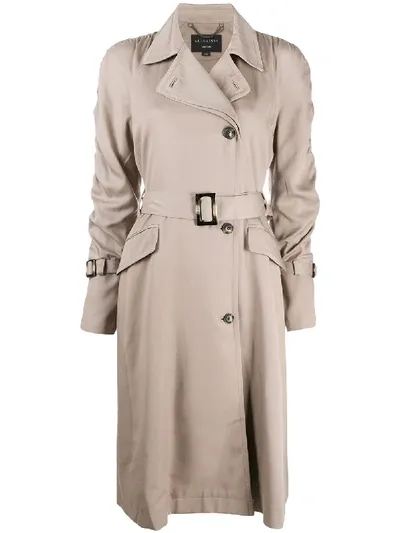 Allsaints Belted Trench Coat In Grey