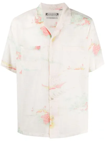 Allsaints Floral-print Hawaiian Shirt In Neutrals