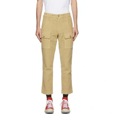 Palm Angels Cropped Corduroy Trousers In Beige