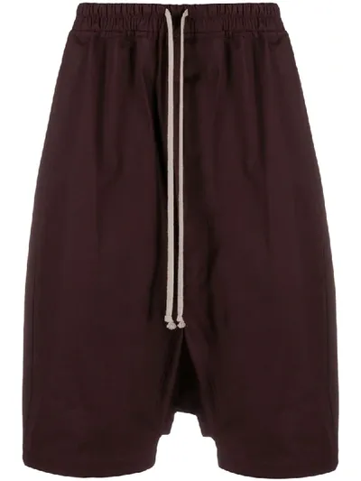 Rick Owens Drop-crotch Shorts In Red