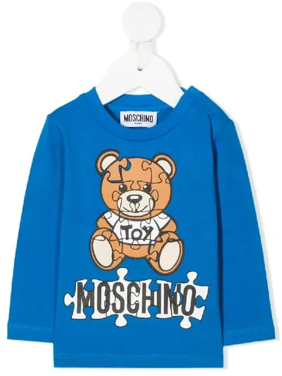 Moschino Babies' Logo Print T-shirt In Blue