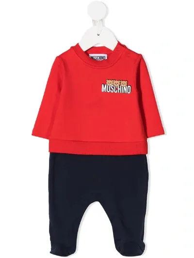 Moschino Babies' Logo Print Tracksuit Set In Red