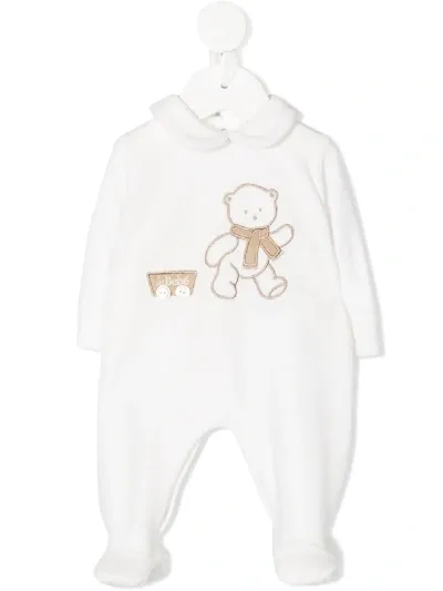 Le Bebé Enfant Babies' Embroidered Teddy Bear Logo Sest In White