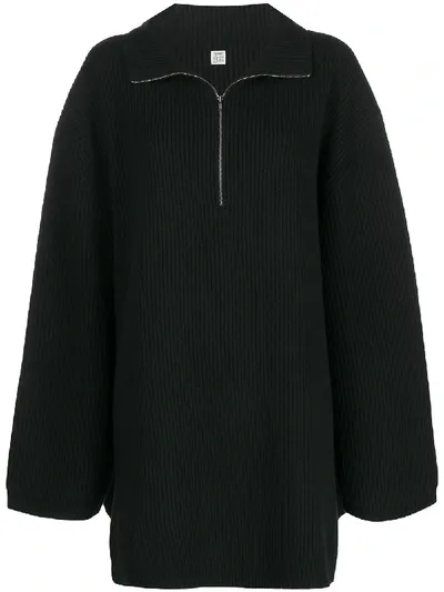 Totême Ribbed Knit Jumper In Black