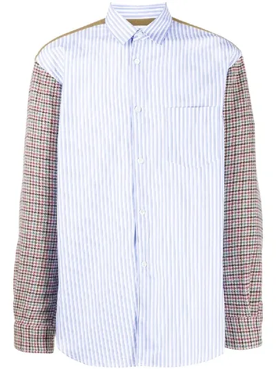 Comme Des Garçons Shirt Houndstooth Sleeve Shirt In Blue