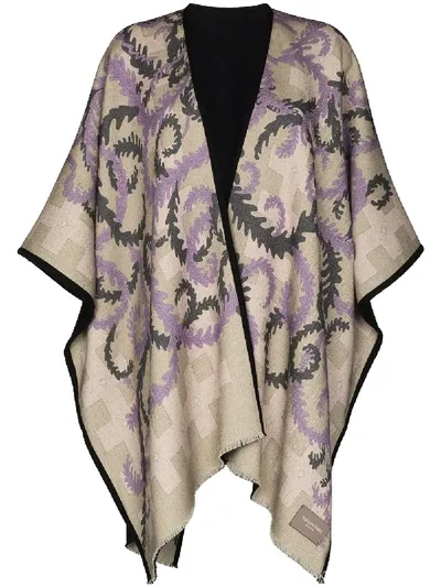 Emilio Pucci Selva Print Wool Poncho In Purple