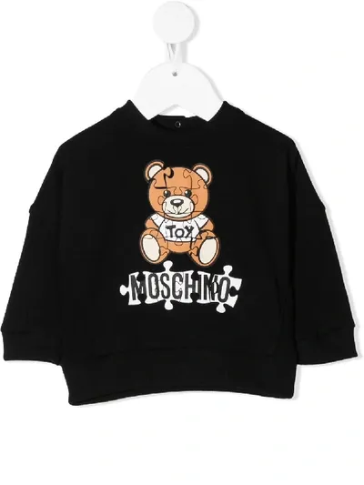 Moschino Babies' Teddy Bear Jigsaw-print Sweatshirt In Black