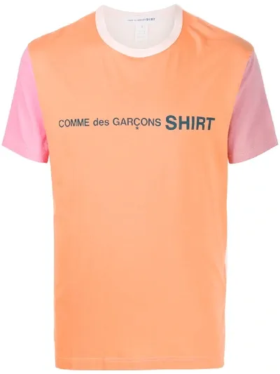 Comme Des Garçons Shirt Colour-block Cotton T-shirt In Orange