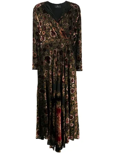 Etro Floral-print Maxi Dress In Grey