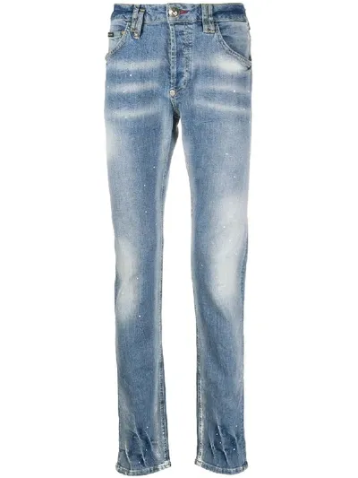 Philipp Plein Skull Bank Note Jeans In Blue